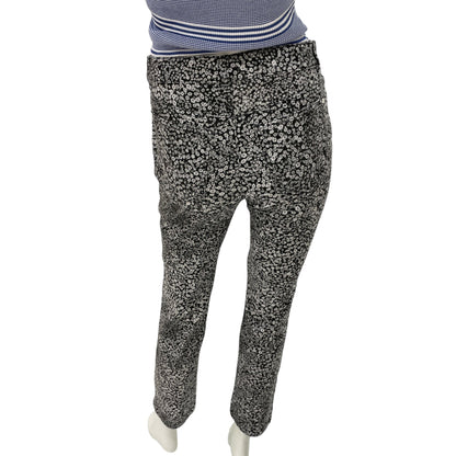 21B CC Logo & Camellia Print 38 Black Stretch Jeans in Cotton, Elastane, Polyester, Silver hardware