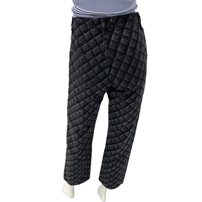 22B Quilted Print 36 Black Skinny Jeans in Cotton, Polyester, Ruthenium hardware