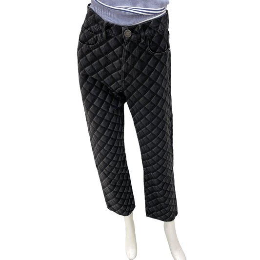 22B Quilted Print 36 Black Skinny Jeans in Cotton, Polyester, Ruthenium hardware