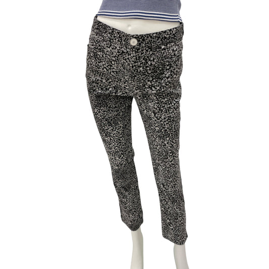 21B CC Logo & Camellia Print 38 Black Stretch Jeans in Cotton, Elastane, Polyester, Silver hardware