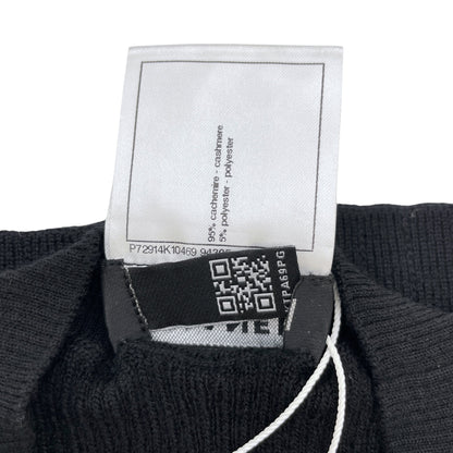 22A Double Pockets Pattern 34 Black Long Sleeve Pullover in Cashmere, Polyester, Silver hardware