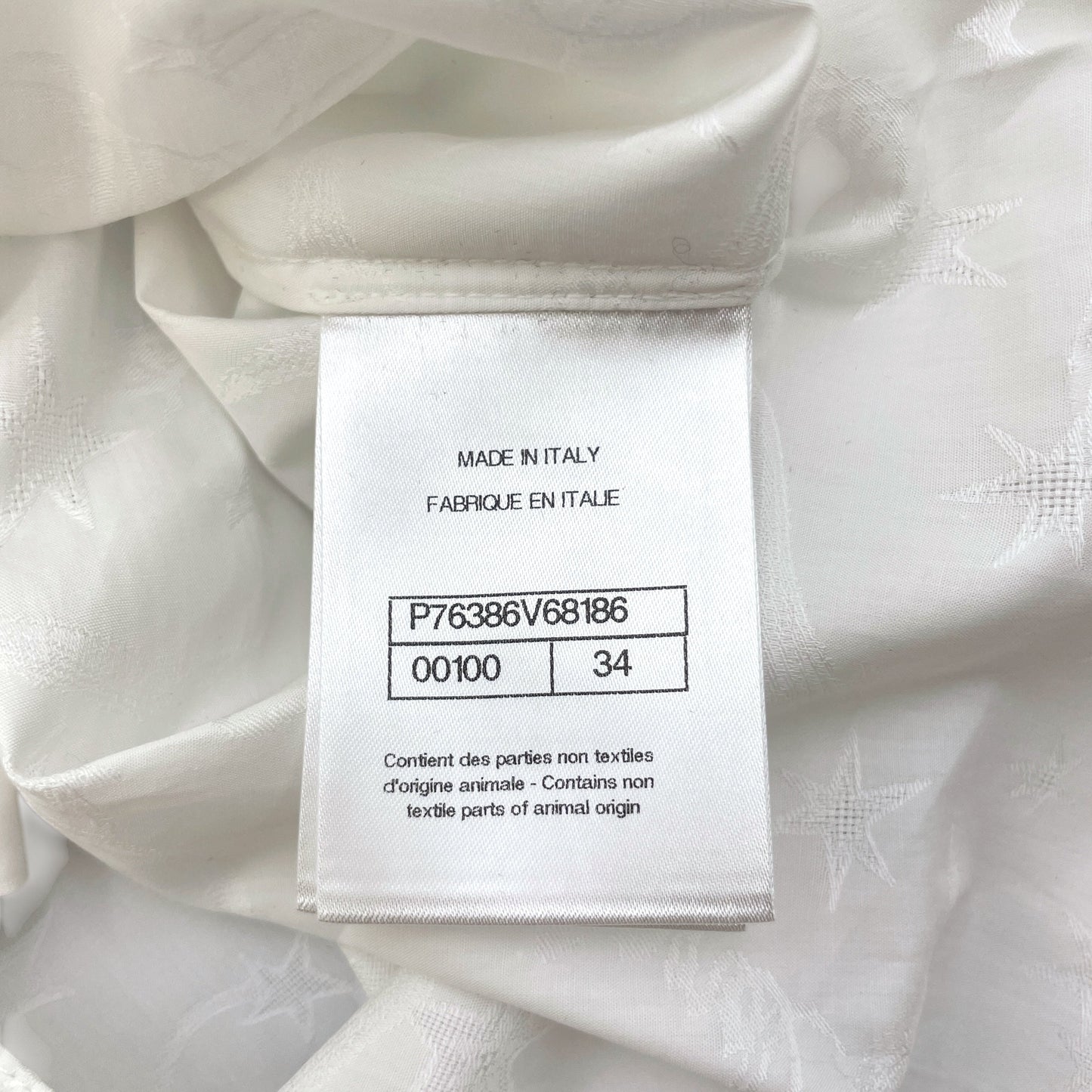 Logo & Star Print Pearl Button 34 White Shirt in Cotton