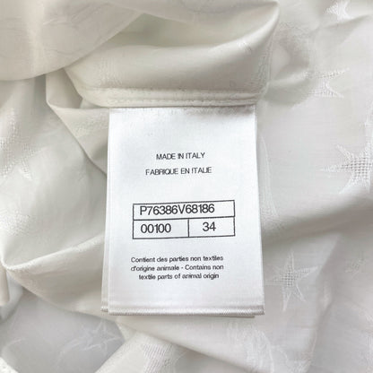 Logo & Star Print Pearl Button 34 White Shirt in Cotton