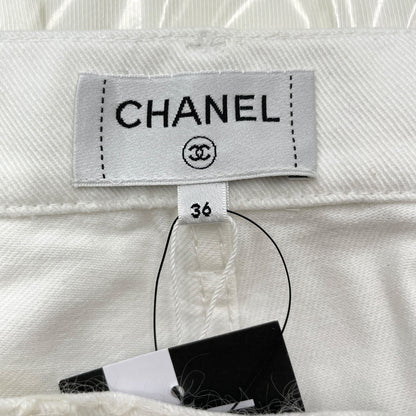 CC Crystal Button 36 White Jeans in Cotton, Polyester, Silver hardware