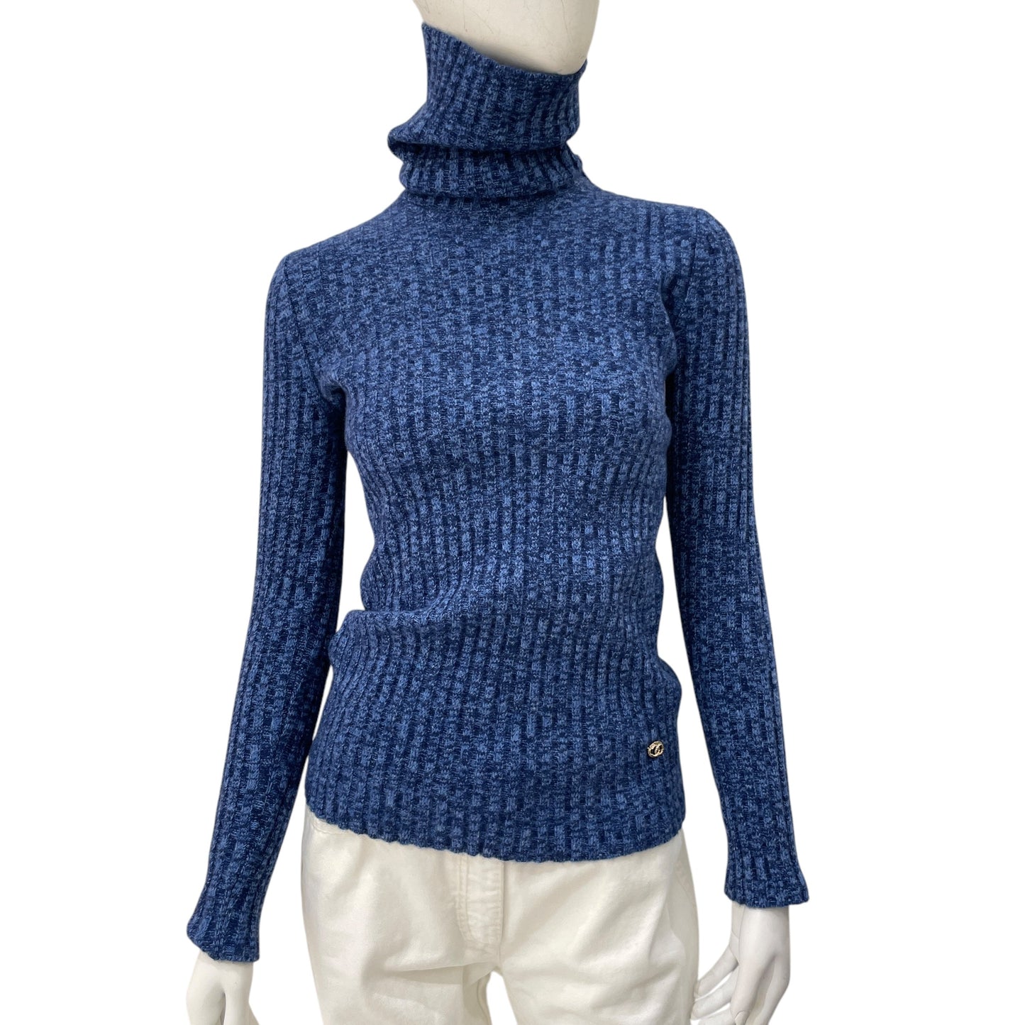 23B 36 Navy Blue Pullover in Cashmere, Wool, Gold hardware