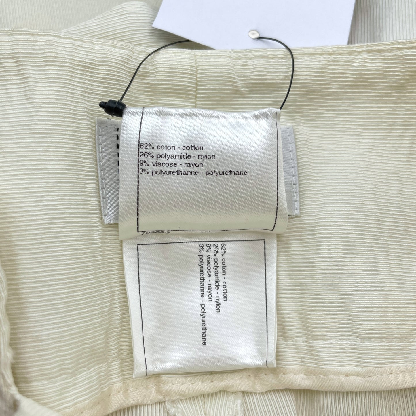 09P CC 34 White High Waist Pants in Cotton, Nylon, Rayon, Polyurethane, Silver hardware