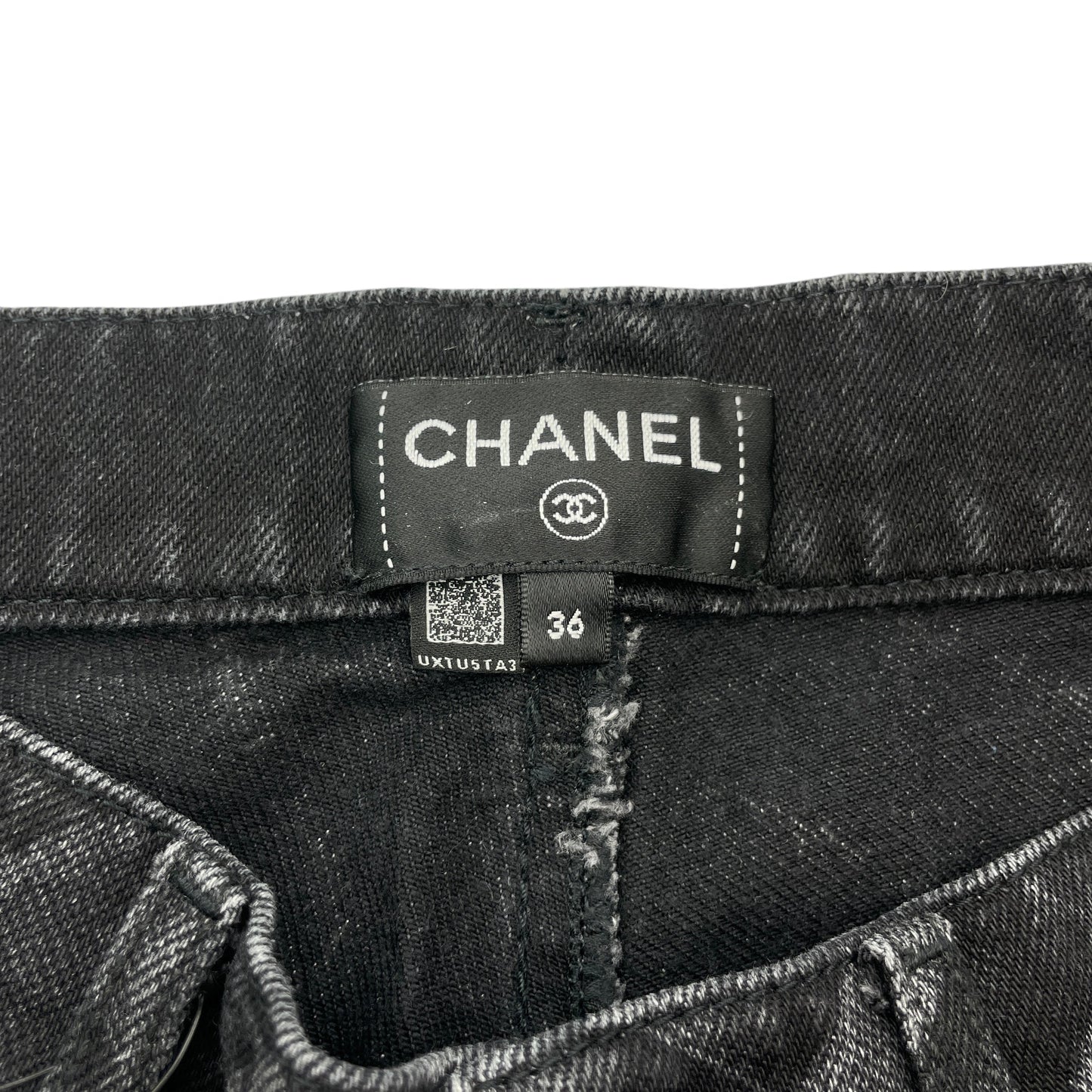 22B Quilted Print 36 Black Skinny Jeans in Cotton, Polyester, Ruthenium hardware