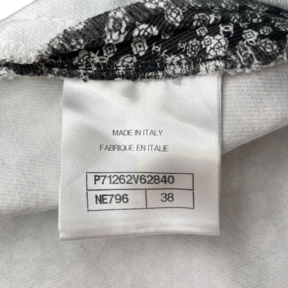 21B CC Logo & Camellia Print 38 Black Stretch Jeans in Cotton, Elastane, Polyester, Silver hardware