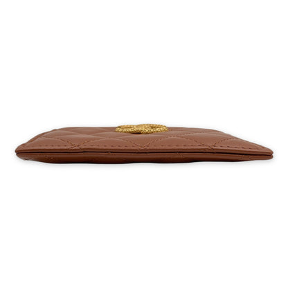 Brown  Holder in Lambskin, Gold hardware