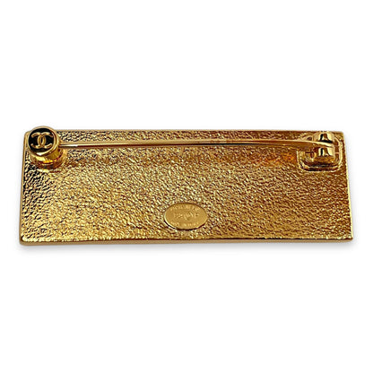 Denim motif brooch GP navy Gold Brooch in, Gold hardware