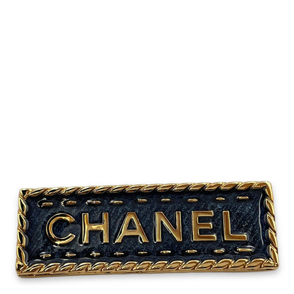 Denim motif brooch GP navy Gold Brooch in, Gold hardware