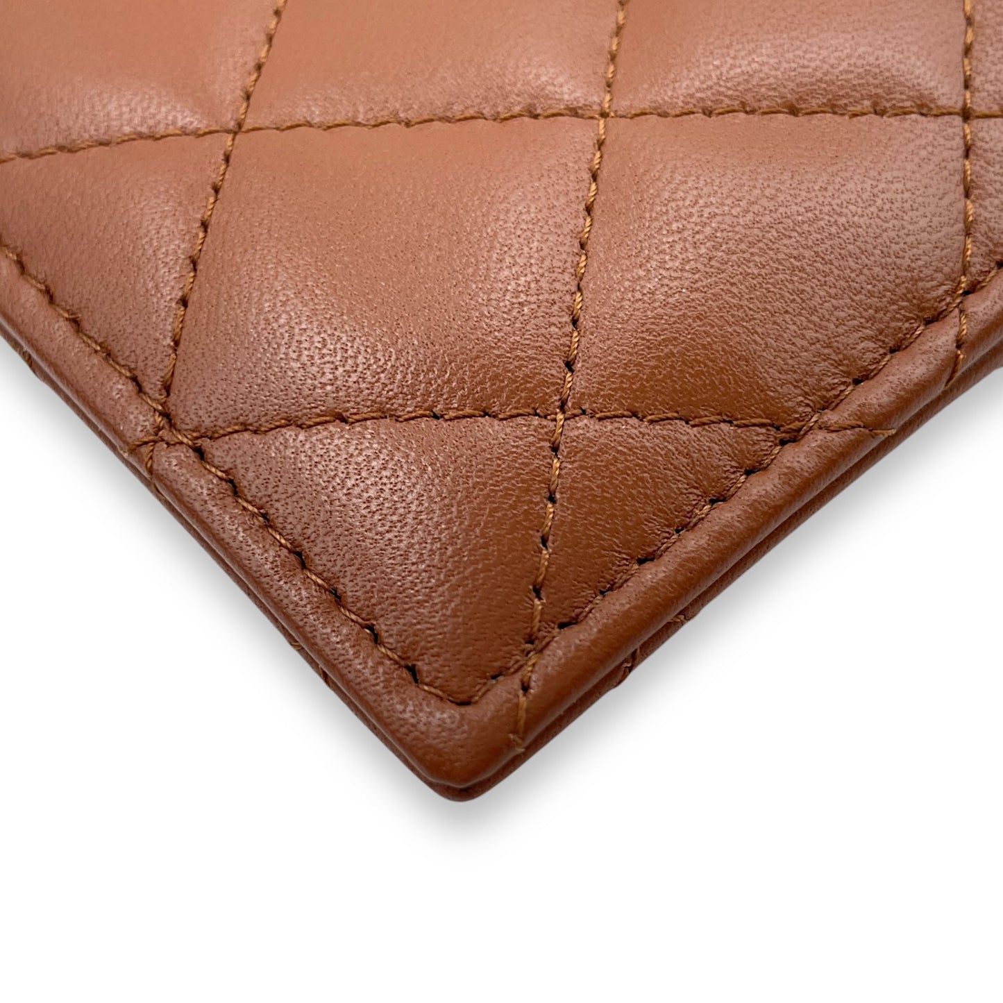 Brown  Holder in Lambskin, Gold hardware