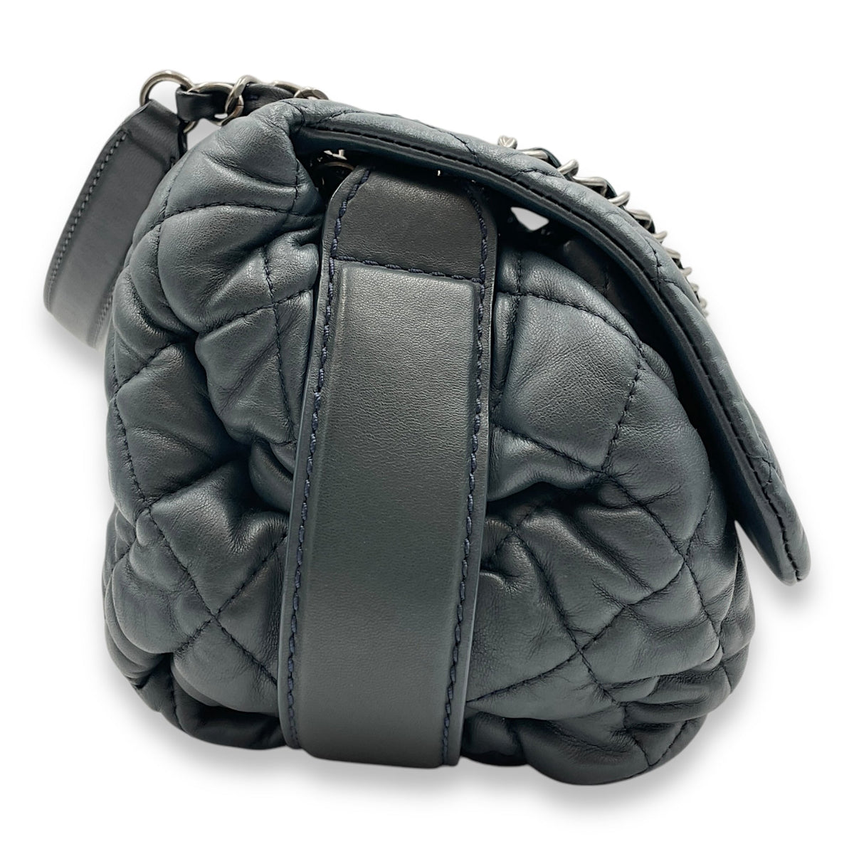 Bubble Grey Shoulder Bag in Calfskin, Silver hardware