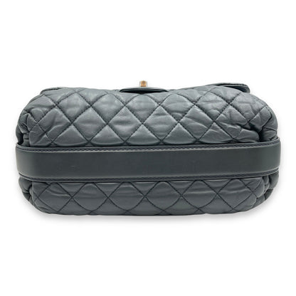 Bubble Grey Shoulder Bag in Calfskin, Silver hardware