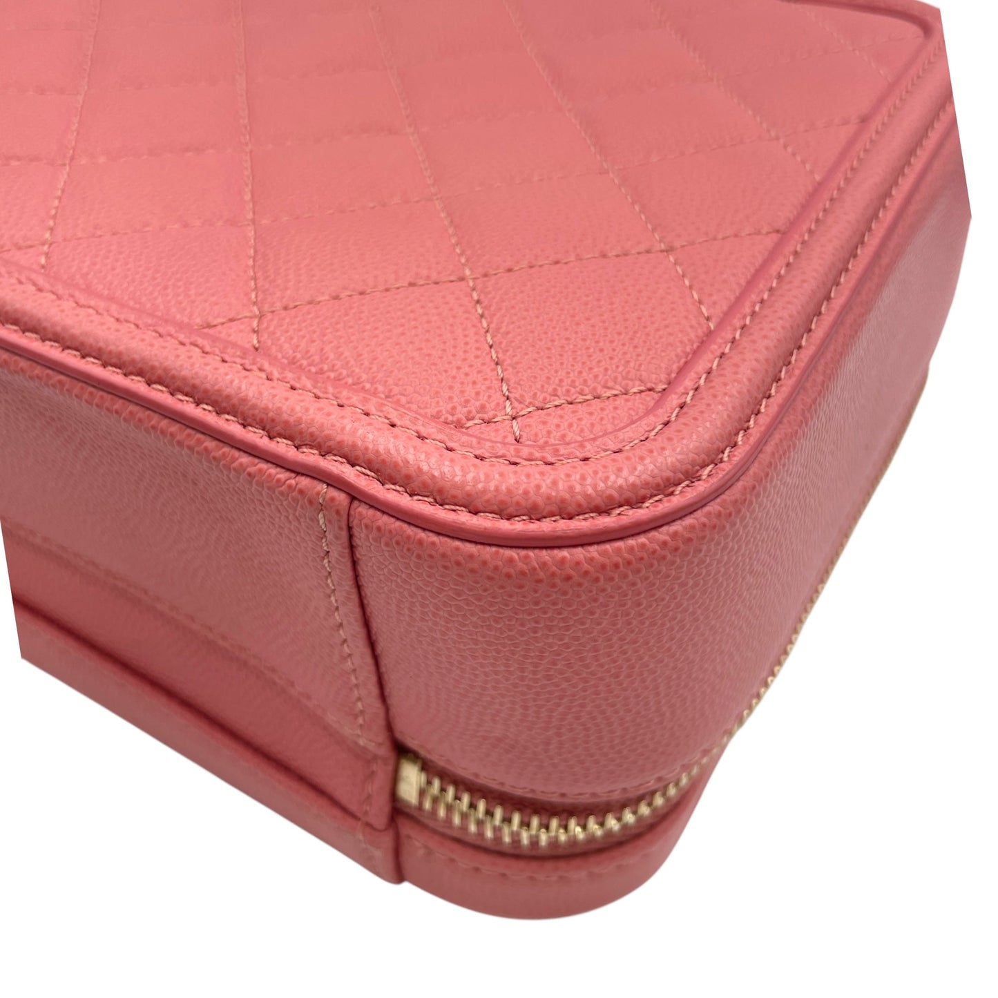 CC Filigree Small Pink Vanity Bag in Caviar Leather, Gold hardware