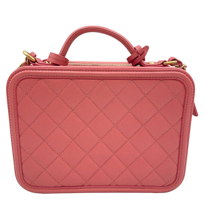 CC Filigree Small Pink Vanity Bag in Caviar Leather, Gold hardware