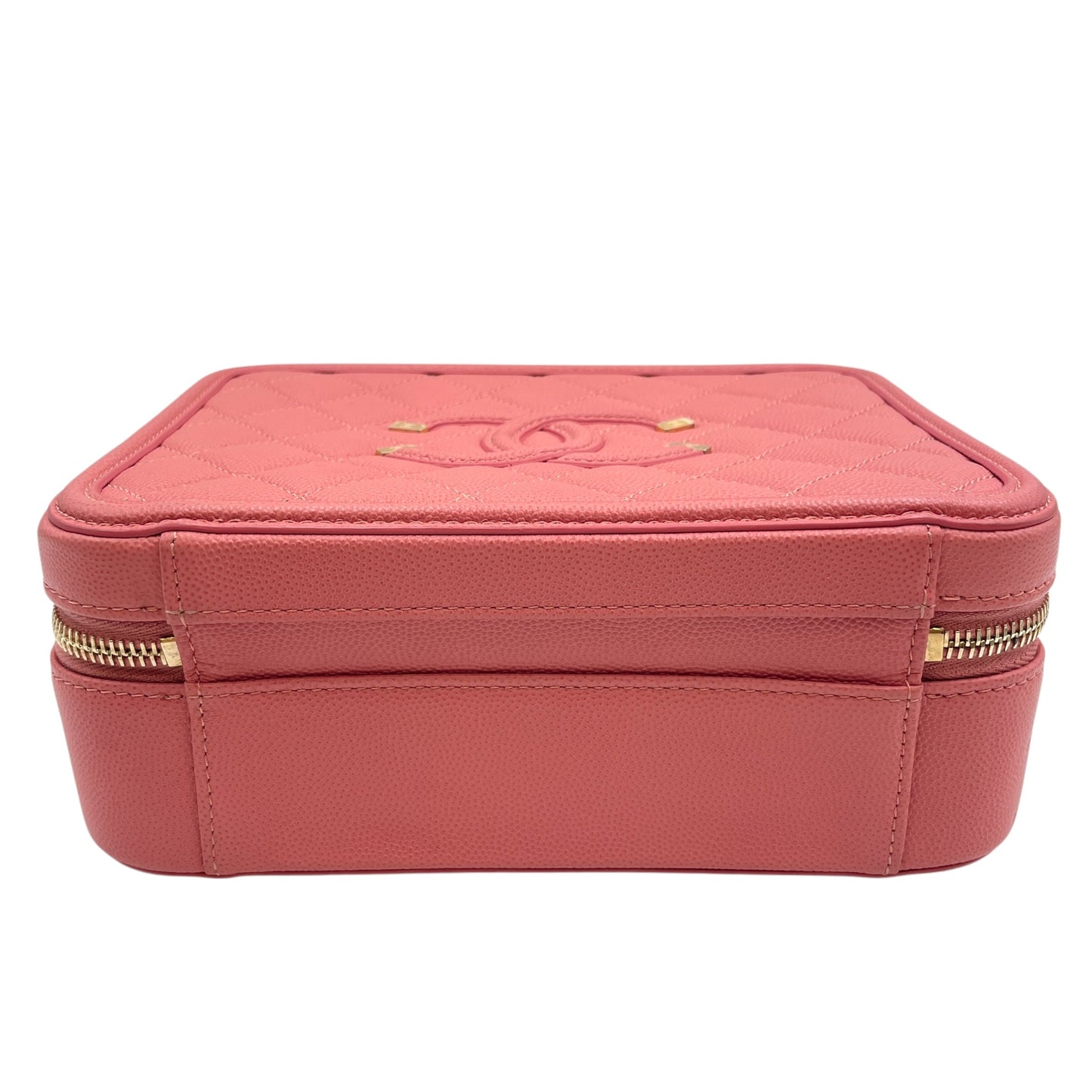 CC Filigree Small Pink Vanity Bag in Caviar Leather, Gold hardware