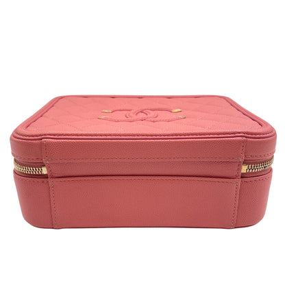 CC Filigree Small Pink Vanity Bag in Caviar Leather, Gold hardware