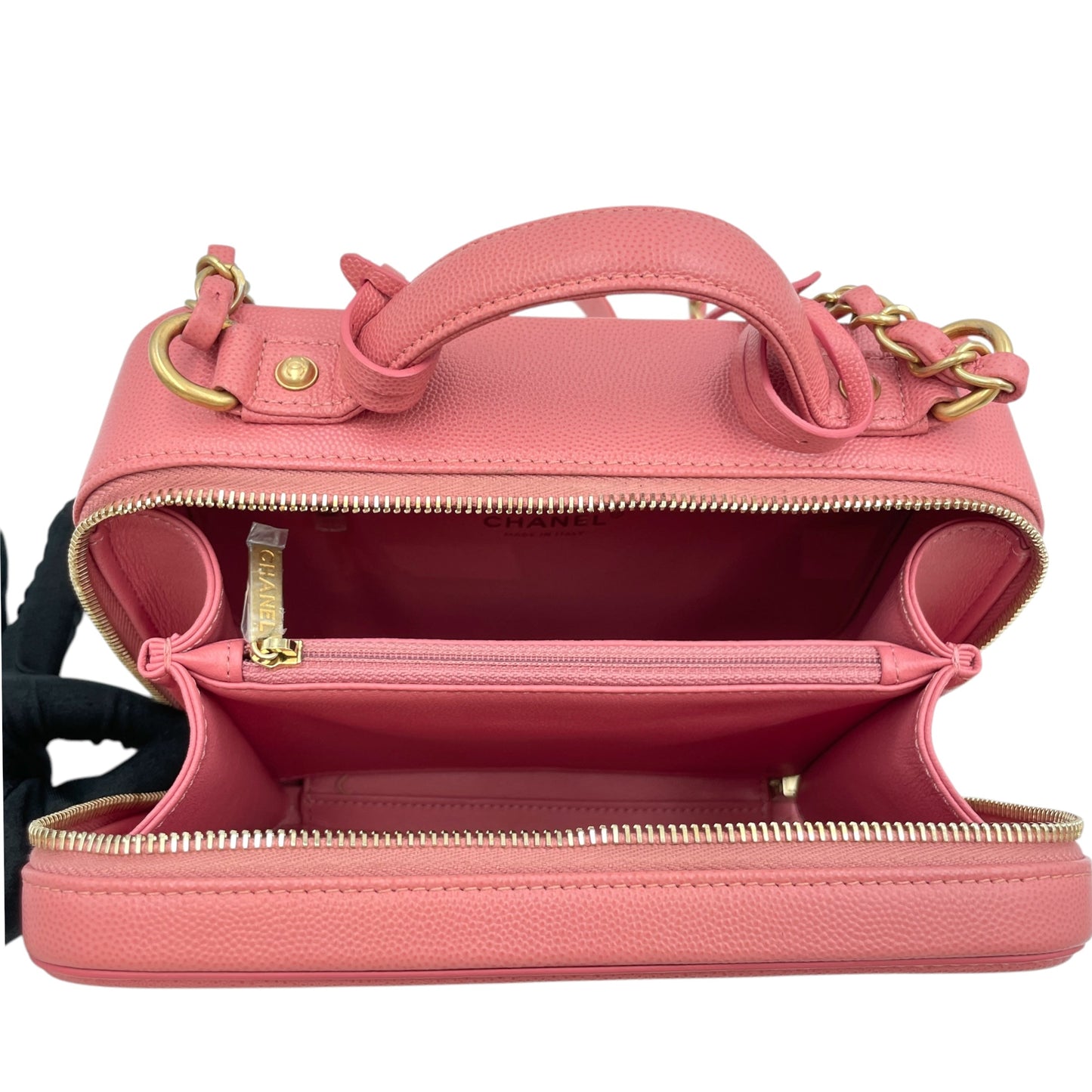 CC Filigree Small Pink Vanity Bag in Caviar Leather, Gold hardware