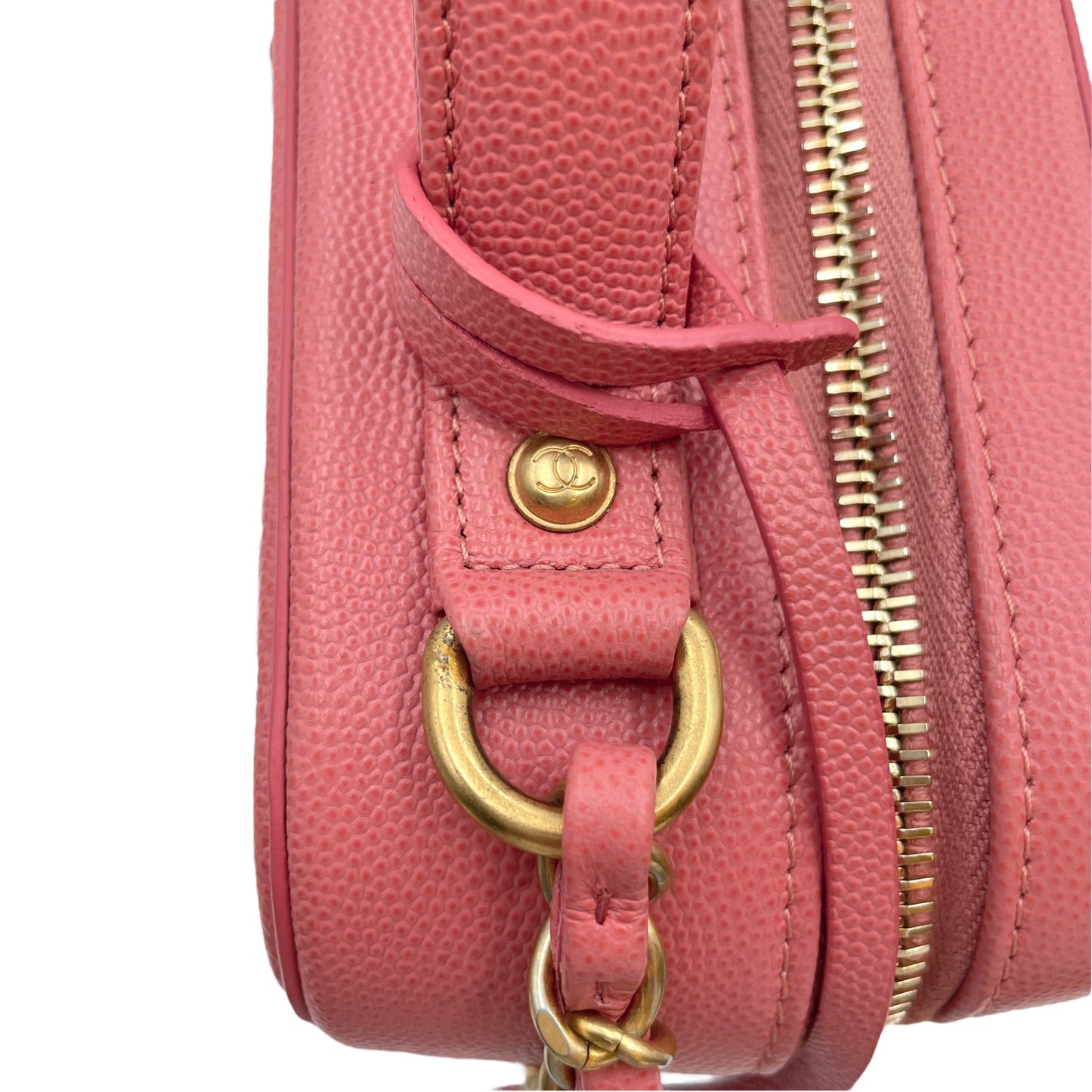 CC Filigree Small Pink Vanity Bag in Caviar Leather, Gold hardware