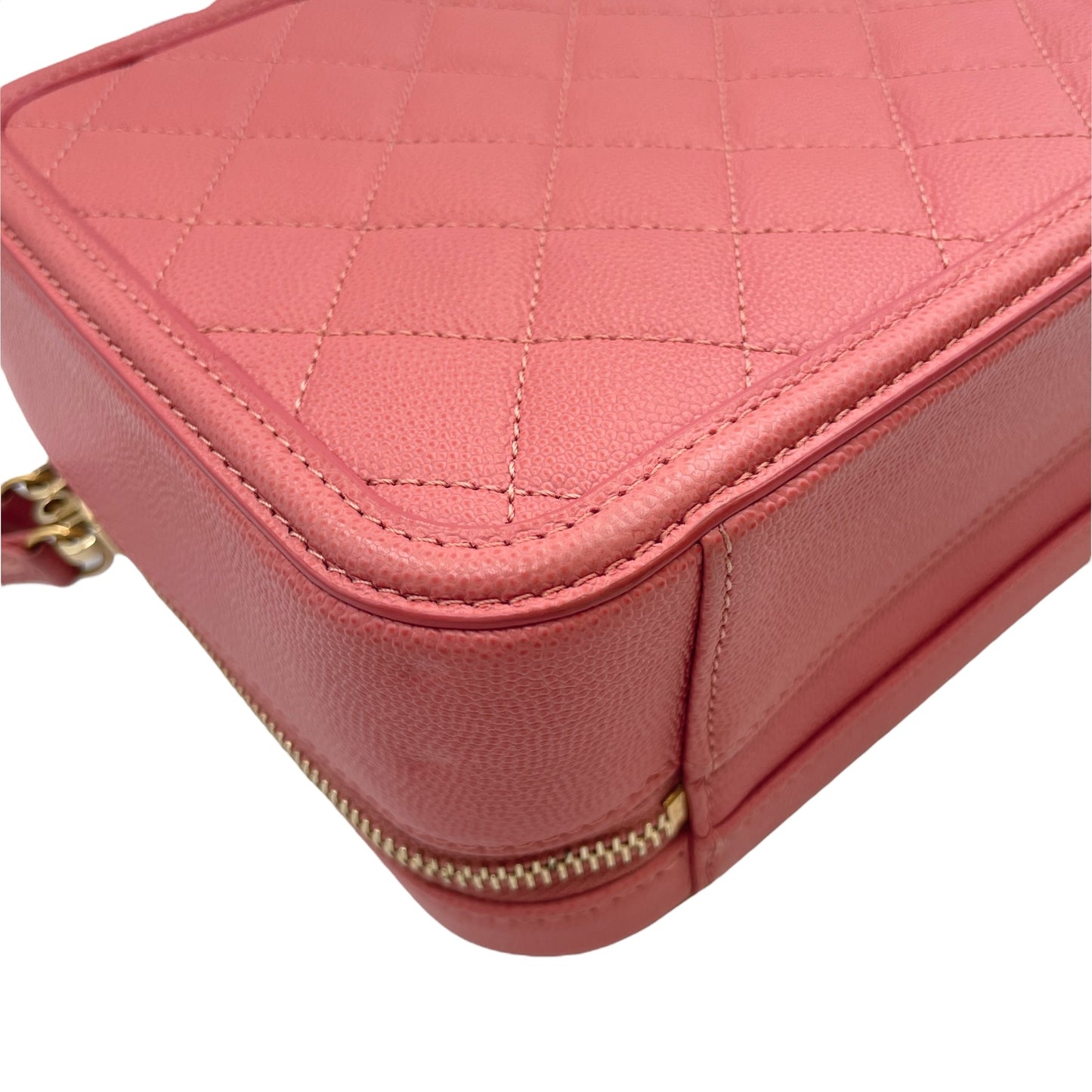 CC Filigree Small Pink Vanity Bag in Caviar Leather, Gold hardware