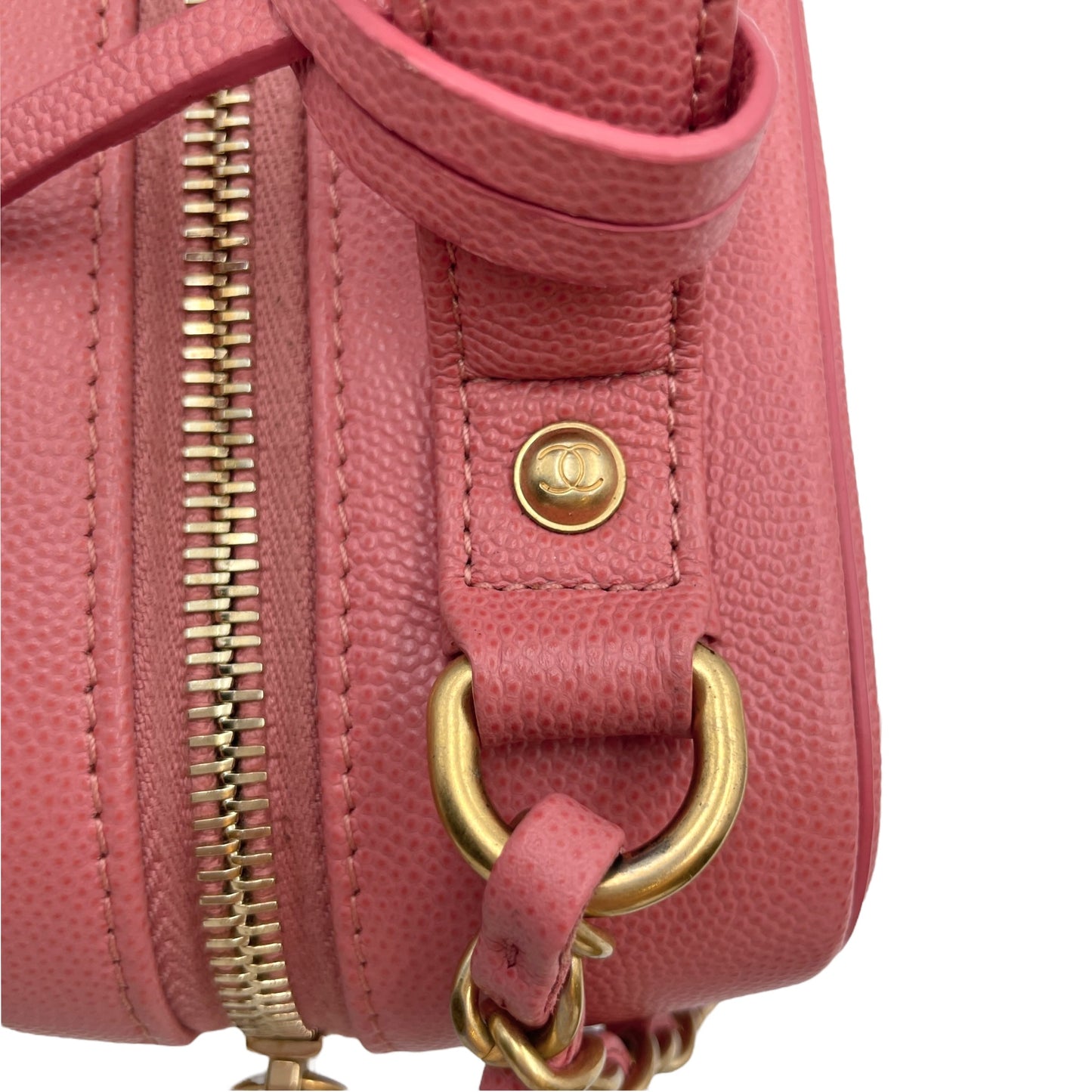 CC Filigree Small Pink Vanity Bag in Caviar Leather, Gold hardware