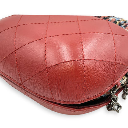 Bucket Red Crossbody Bag in Tweed, Mixed hardware
