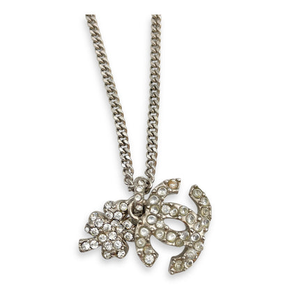 Vintage CC Necklace in Crystals, Silver hardware