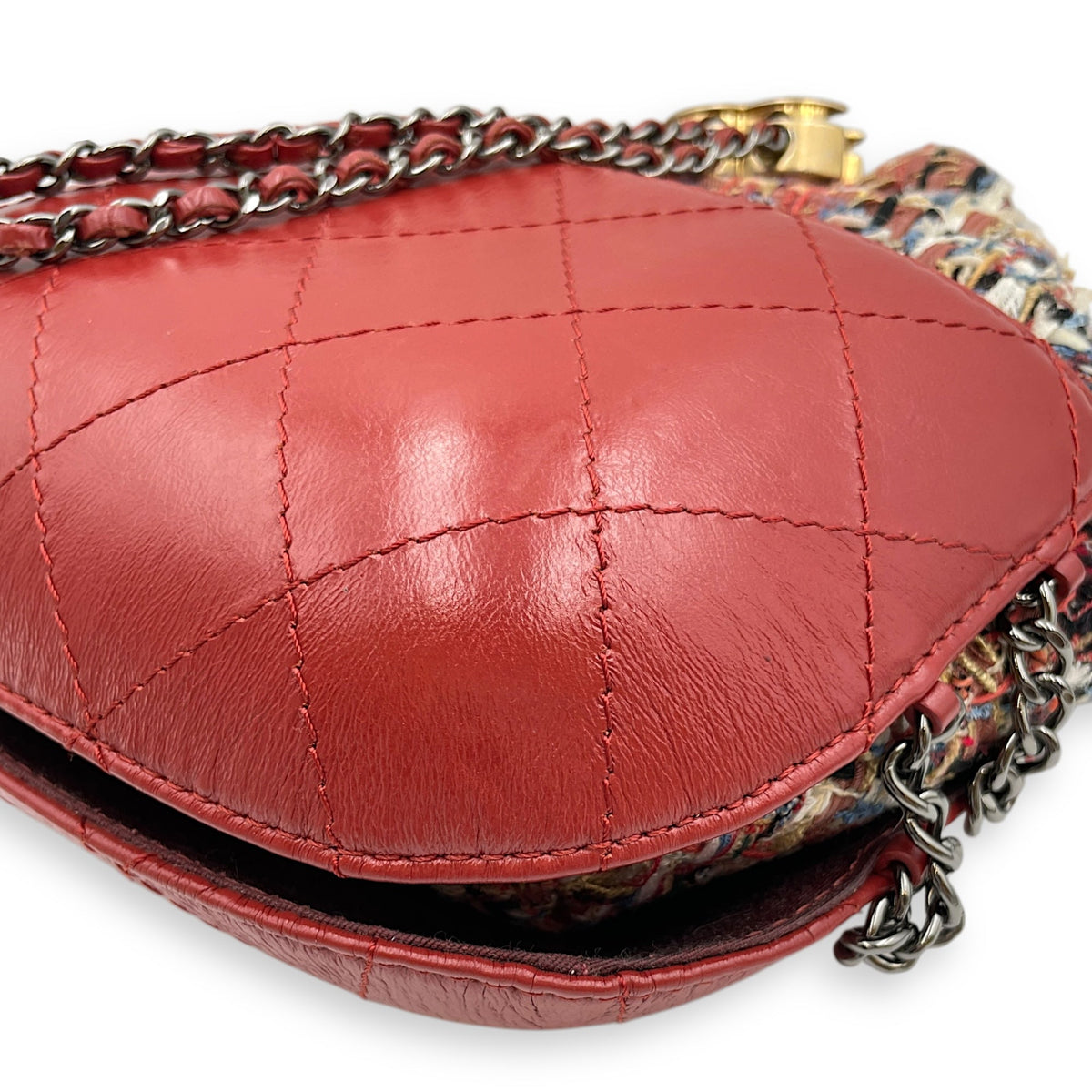 Bucket Red Crossbody Bag in Tweed, Mixed hardware