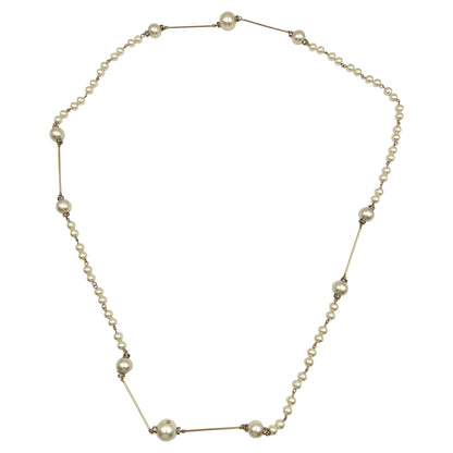 Vintage Long 110cm Gold Hardware Necklace in Pearls, Crystals