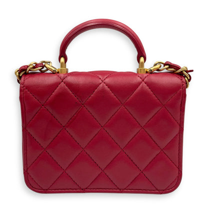 CC Mini Top Handle 12cm Pink Crossbody Bag in Lambskin, Gold hardware