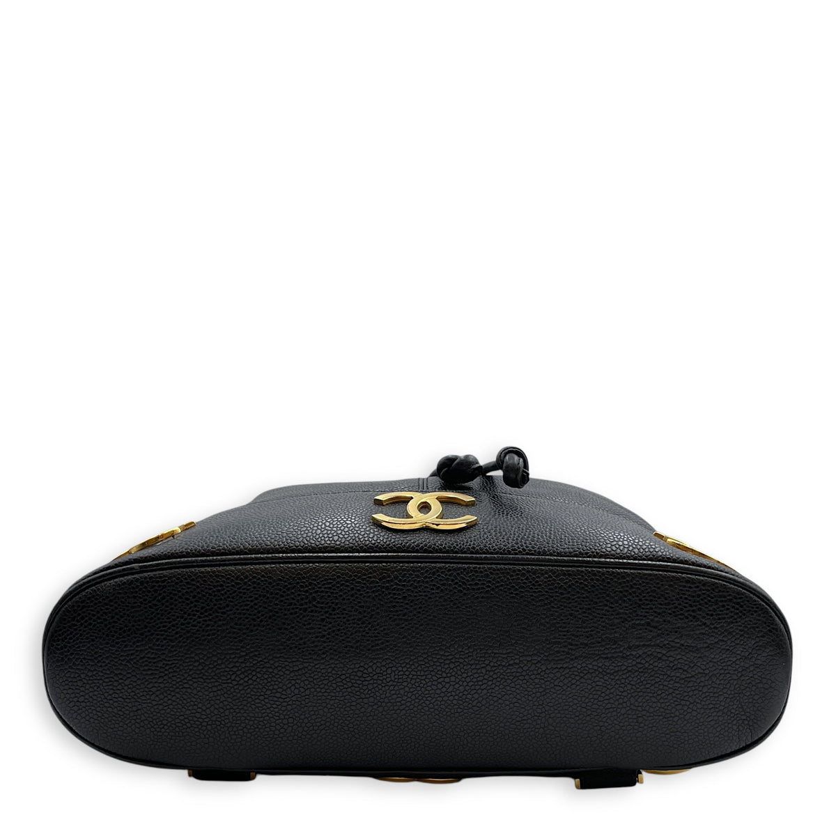 Vintage Large Black Backpack in Caviar Leather, Gold hardware