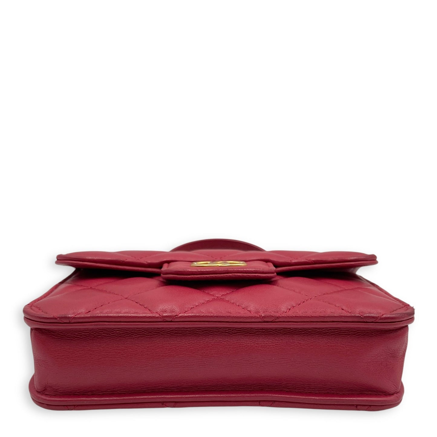 CC Mini Top Handle 12cm Pink Crossbody Bag in Lambskin, Gold hardware