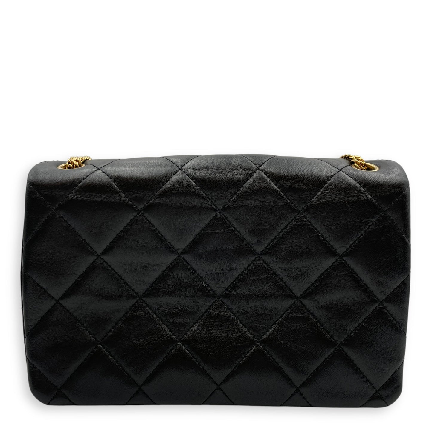 CC Flap Medium Black Shoulder Bag in Lambskin, Gold hardware