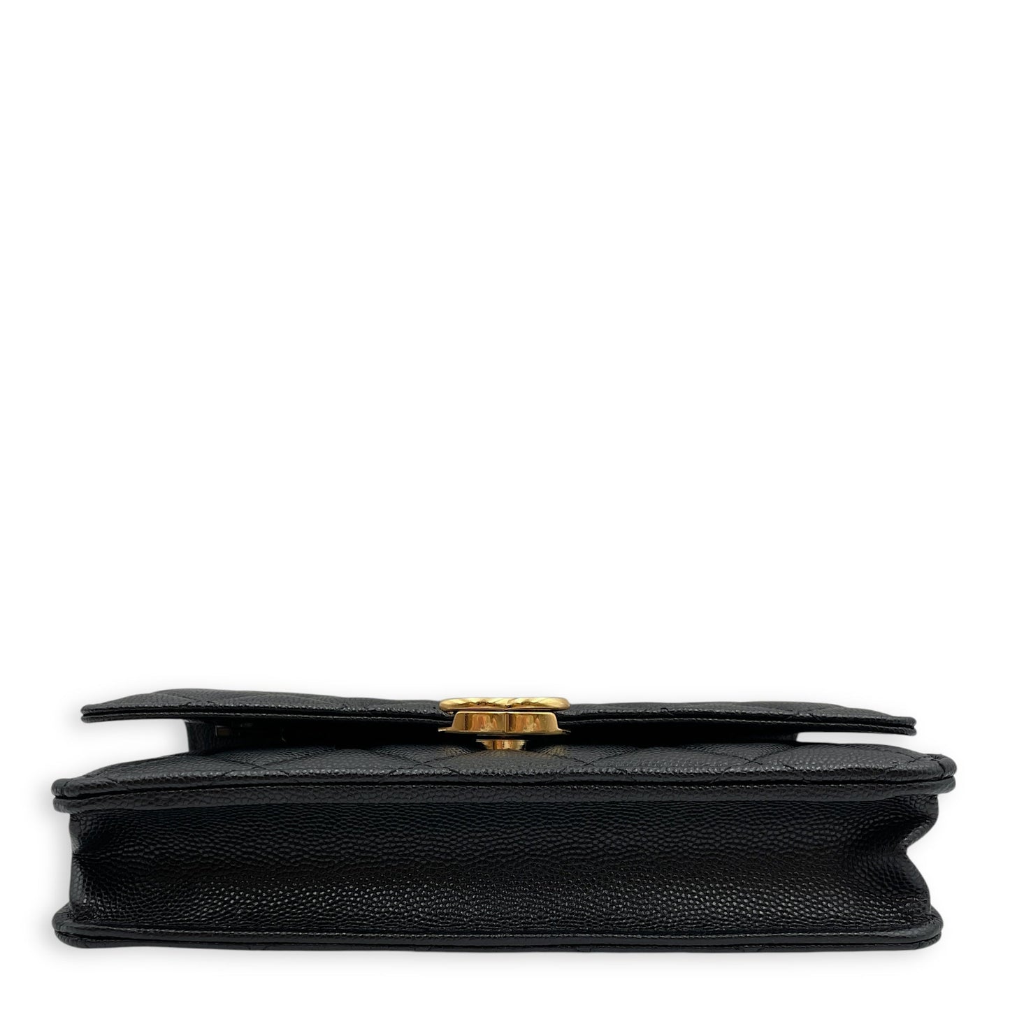 Coco First Black Wallet on Chain in Caviar Leather, Gold hardware