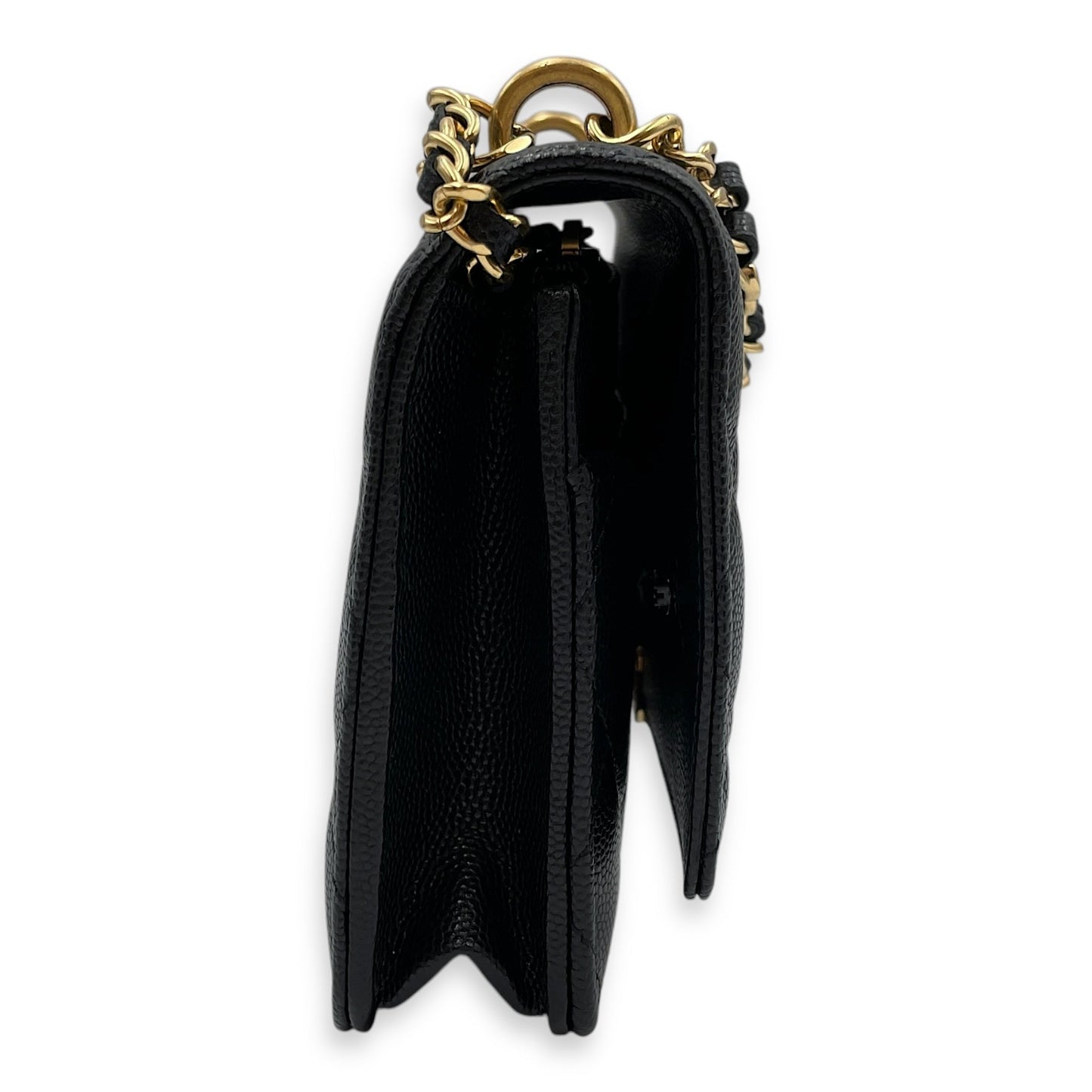 Coco First Black Wallet on Chain in Caviar Leather, Gold hardware