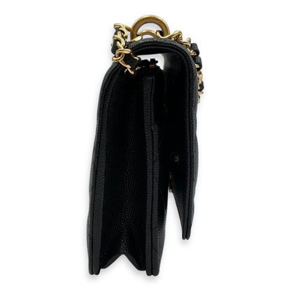 Coco First Black Wallet on Chain in Caviar Leather, Gold hardware