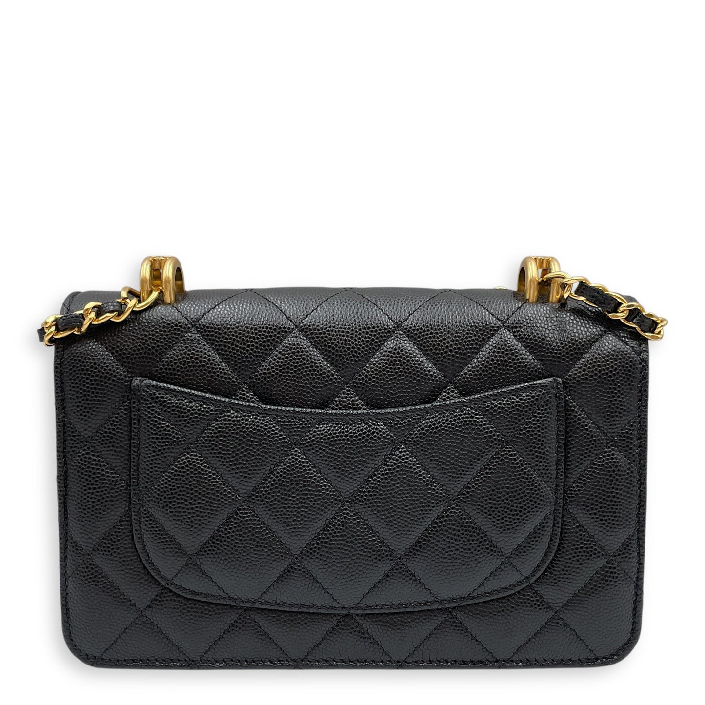 Coco First Black Wallet on Chain in Caviar Leather, Gold hardware