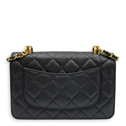 Coco First Black Wallet on Chain in Caviar Leather, Gold hardware