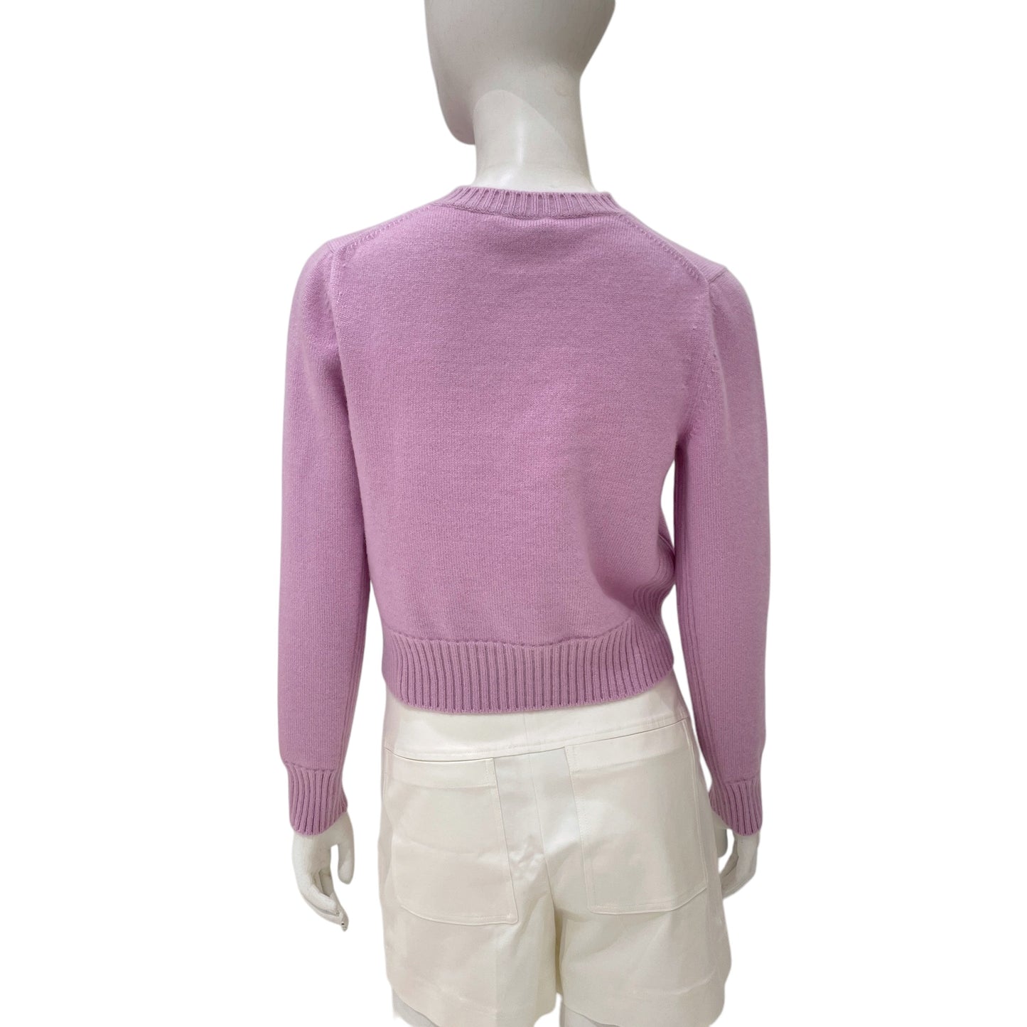 22B CC Chain Leo Button Long-sleeved 34 Light Pink igan in Cashmere, silk, 3-Tone hardware