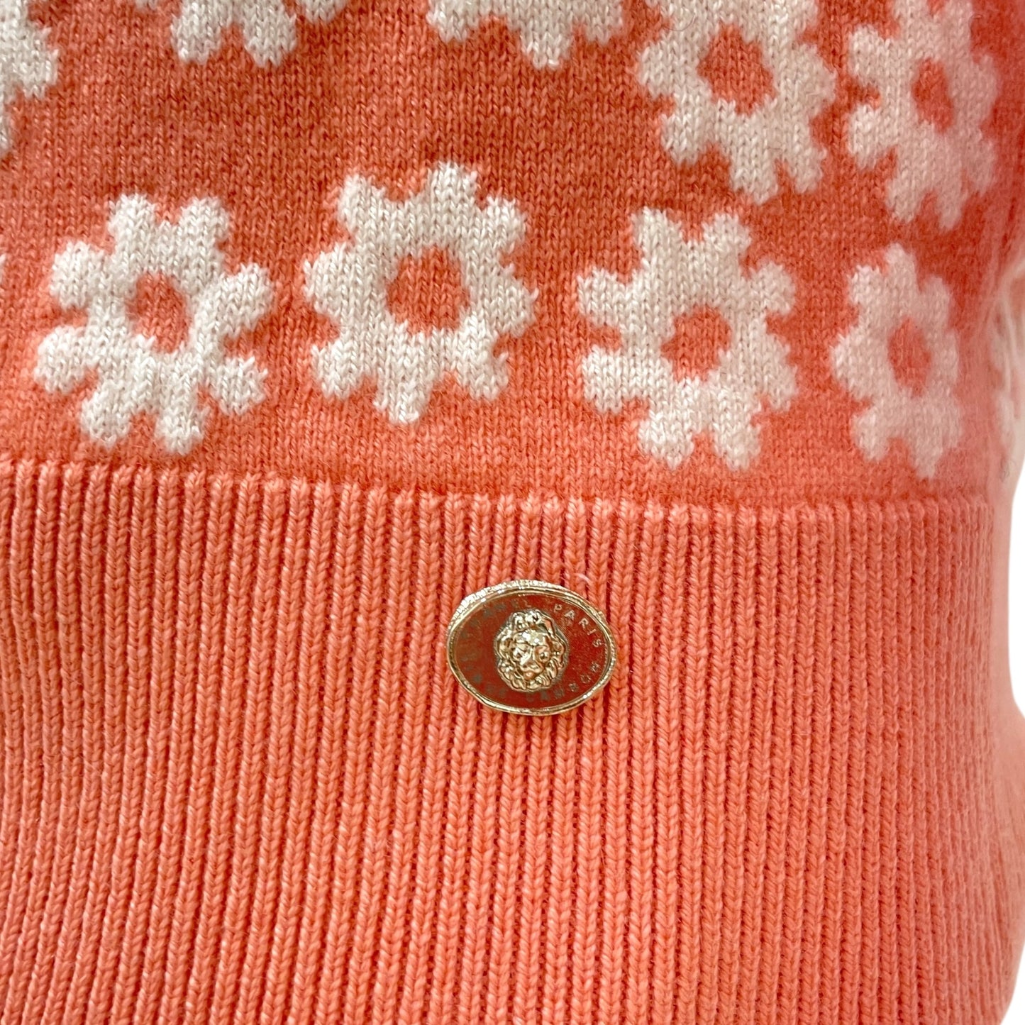 22P Floral CC Knitted 34 Pink, White Pullover in Cashmere,polyamide, elastane, Gold hardware