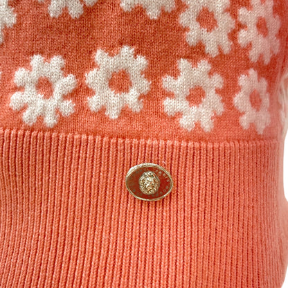 22P Floral CC Knitted 34 Pink, White Pullover in Cashmere,polyamide, elastane, Gold hardware