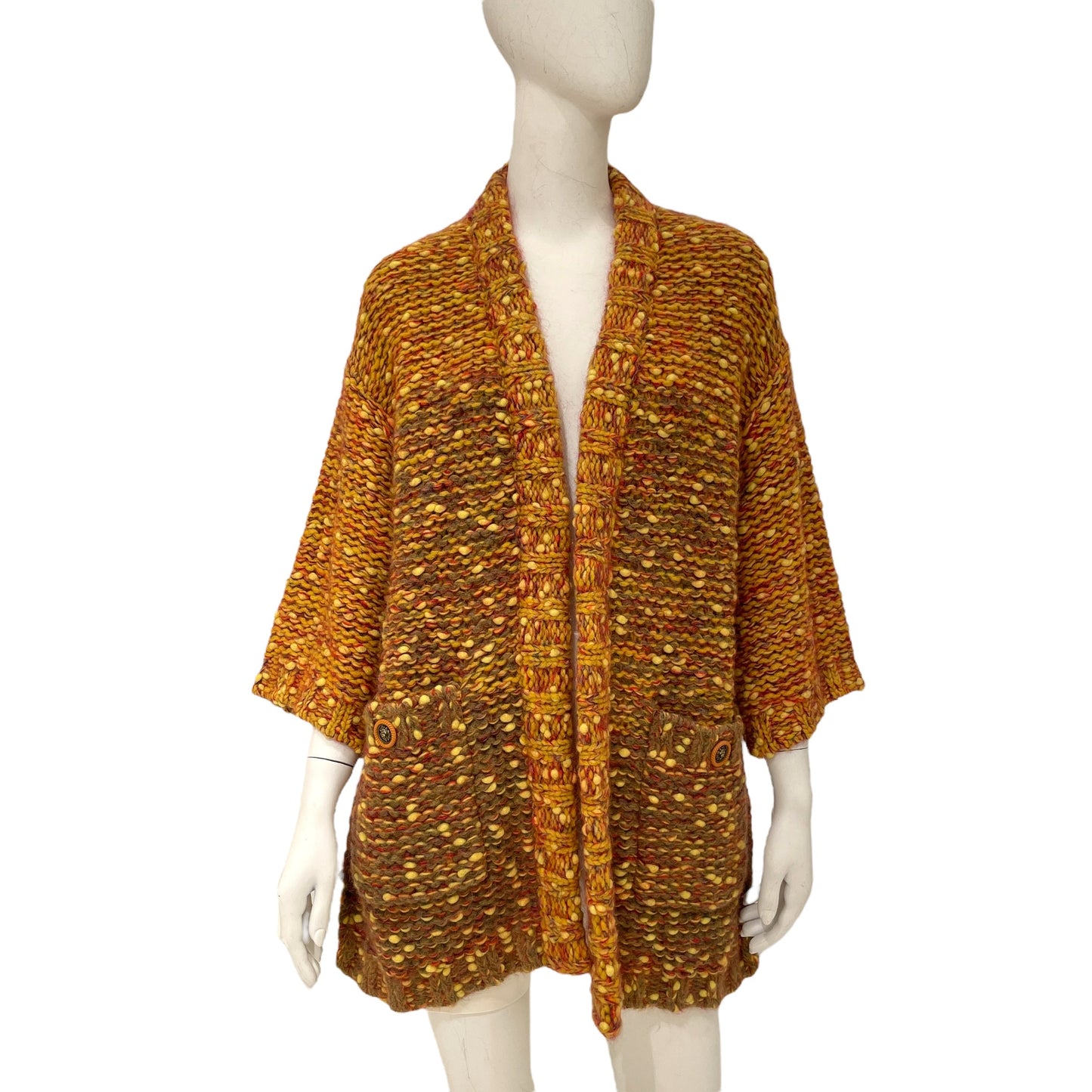 2015 Resort Maxi 34 Yellow, Orange Vest in Wool, nylon, mohair, alpaca, Antique gold hardware