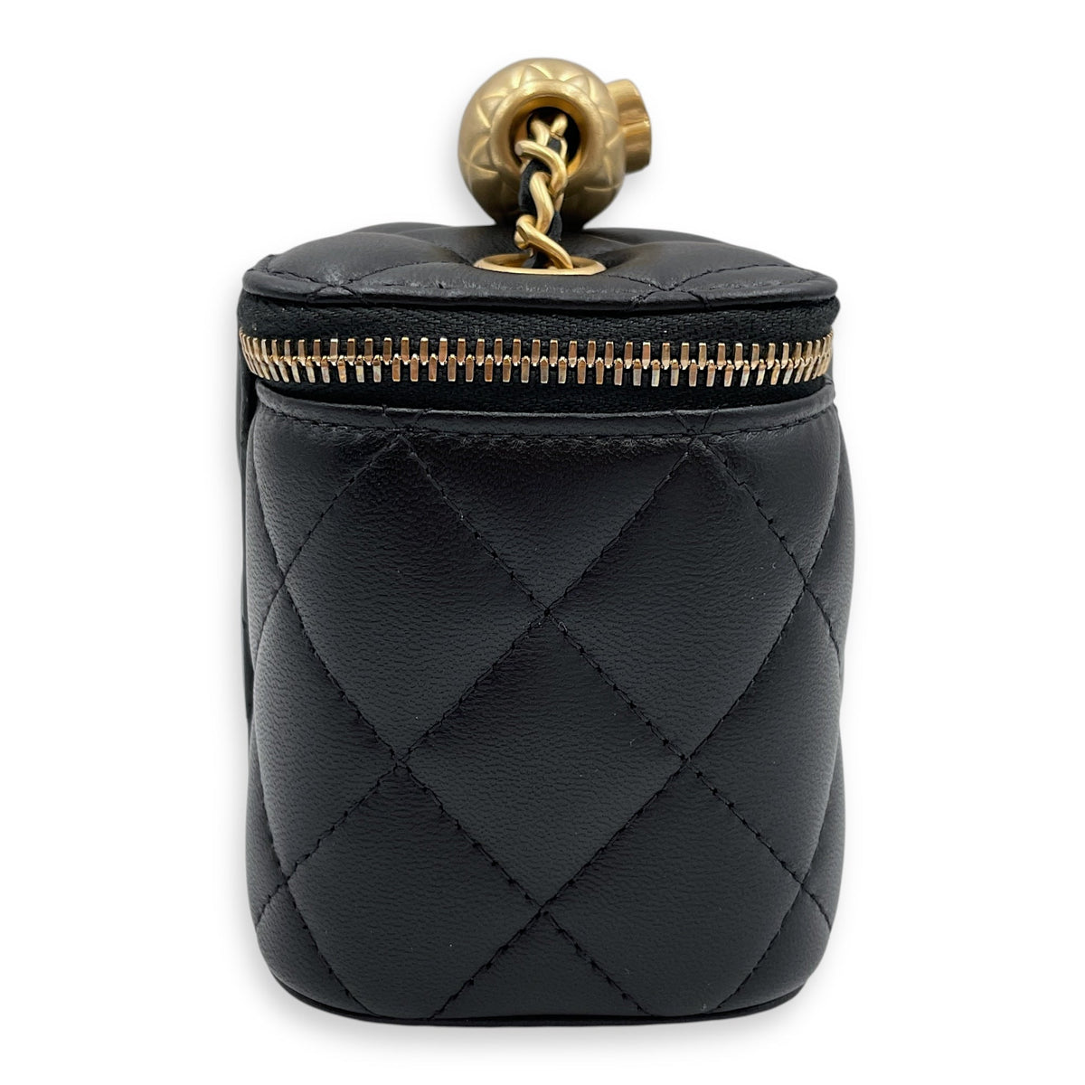 Pearl Crush Mini Black Vanity Bag in Lambskin, Gold hardware