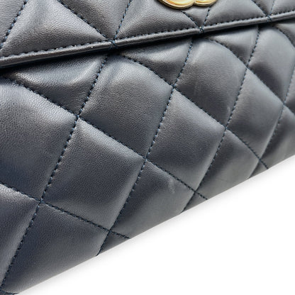 Trendy CC Large Blue Flap Bag in Lambskin, Gold hardware
