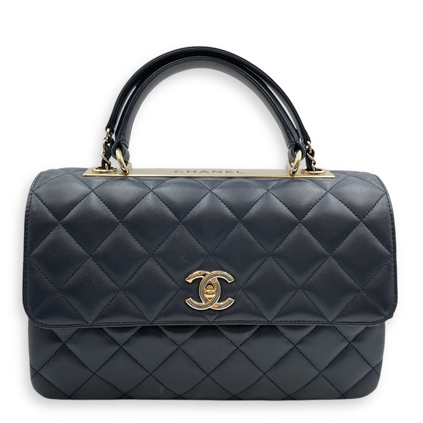 Trendy CC Large Blue Flap Bag in Lambskin, Gold hardware