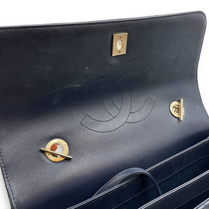 Trendy CC Large Blue Flap Bag in Lambskin, Gold hardware