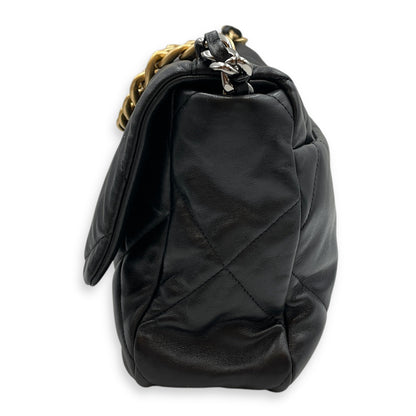 C19 Large Black Shoulder Bag in Lambskin, Tri Tone Hardware hardware