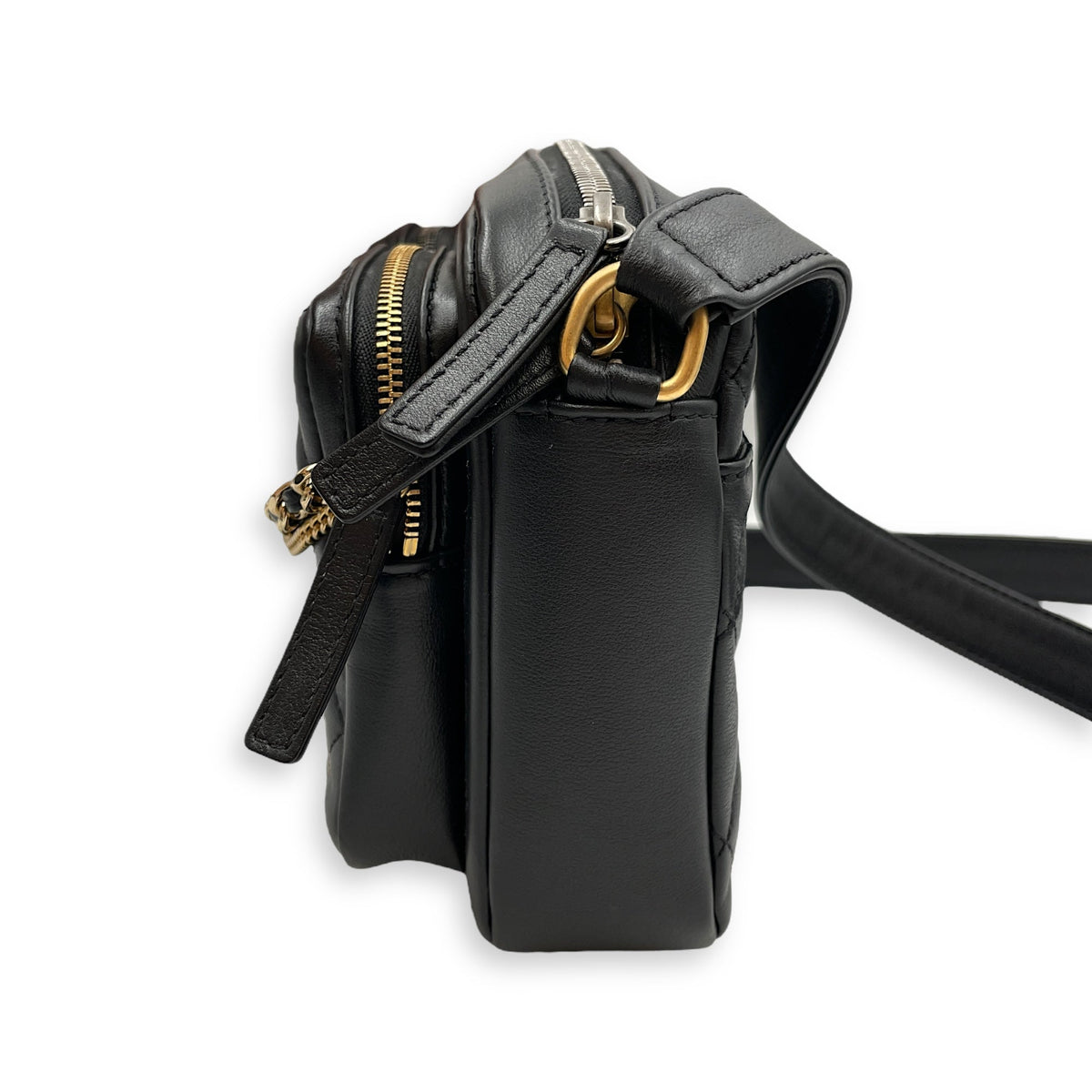 Camera Black Shoulder Bag in Calfskin, Mixed hardware