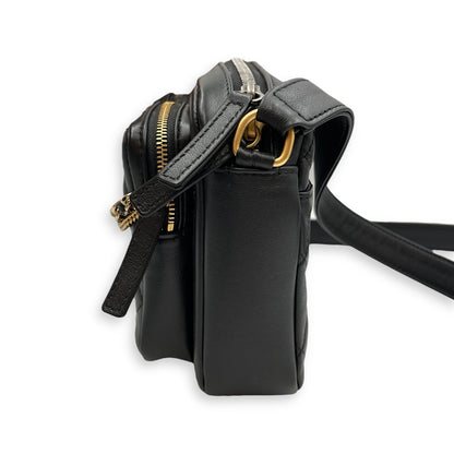 Camera Black Shoulder Bag in Calfskin, Mixed hardware